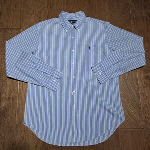 Ralph Lauren Shirt Mens Large Blue White Striped Button Down Classic Fit Cotton